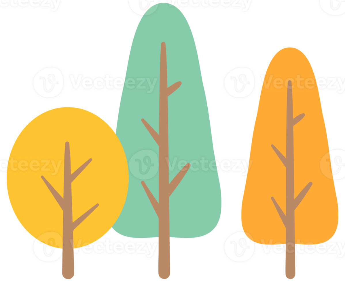 Cute happy autumn element in Children Style Cartoon illustration autumn tree forest png