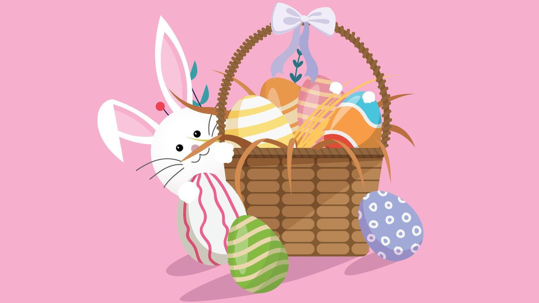 Easter rabbit character ready for Easter festival illustration vector