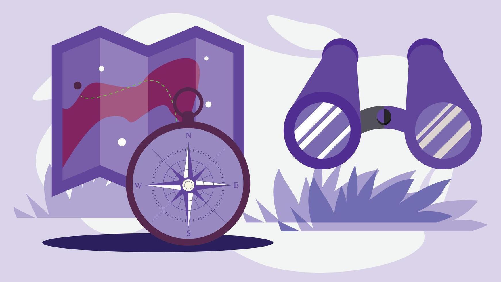 Camping in nature in a campsite illustration elements vector