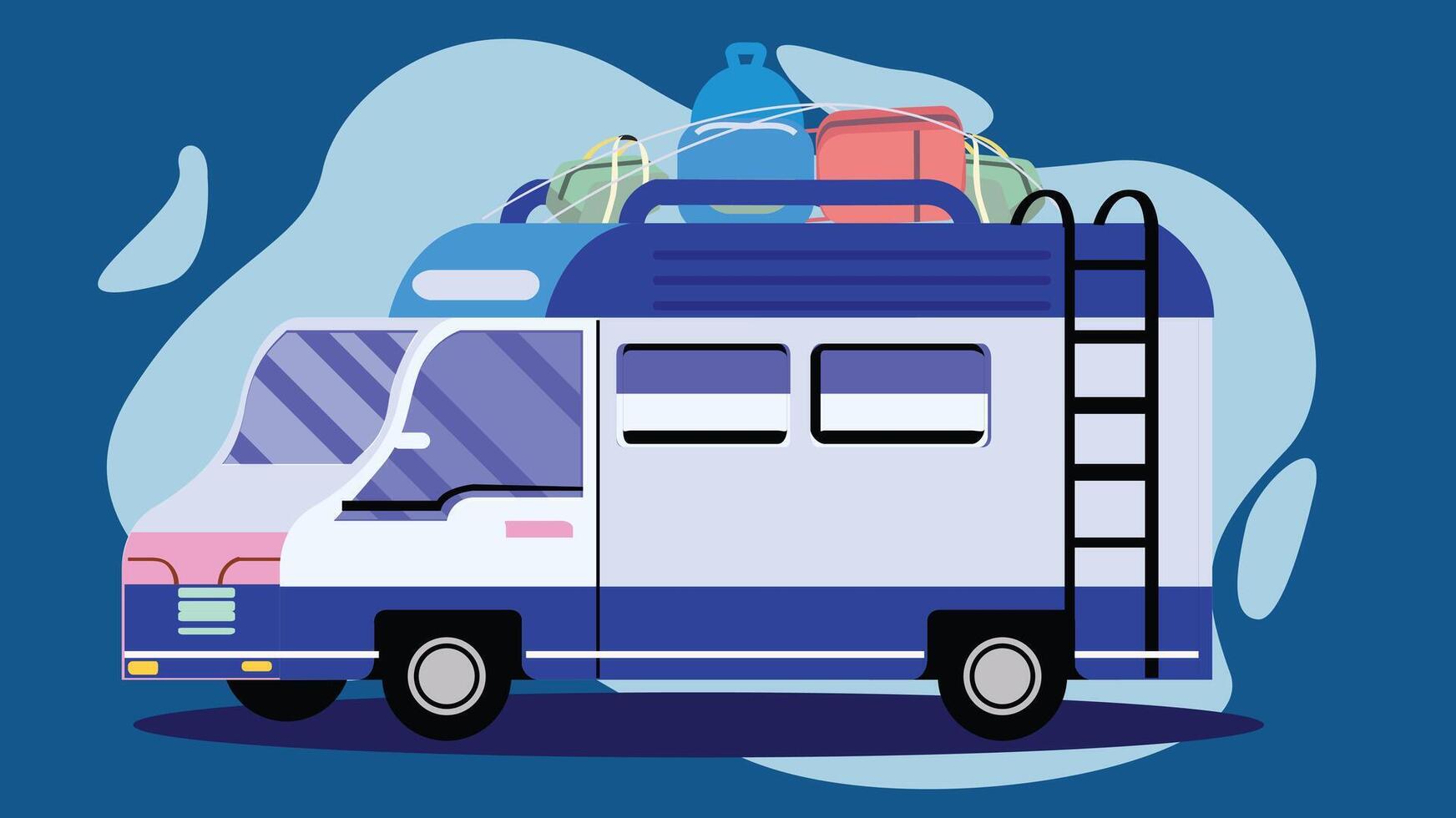 Camping in nature in a campsite illustration elements vector