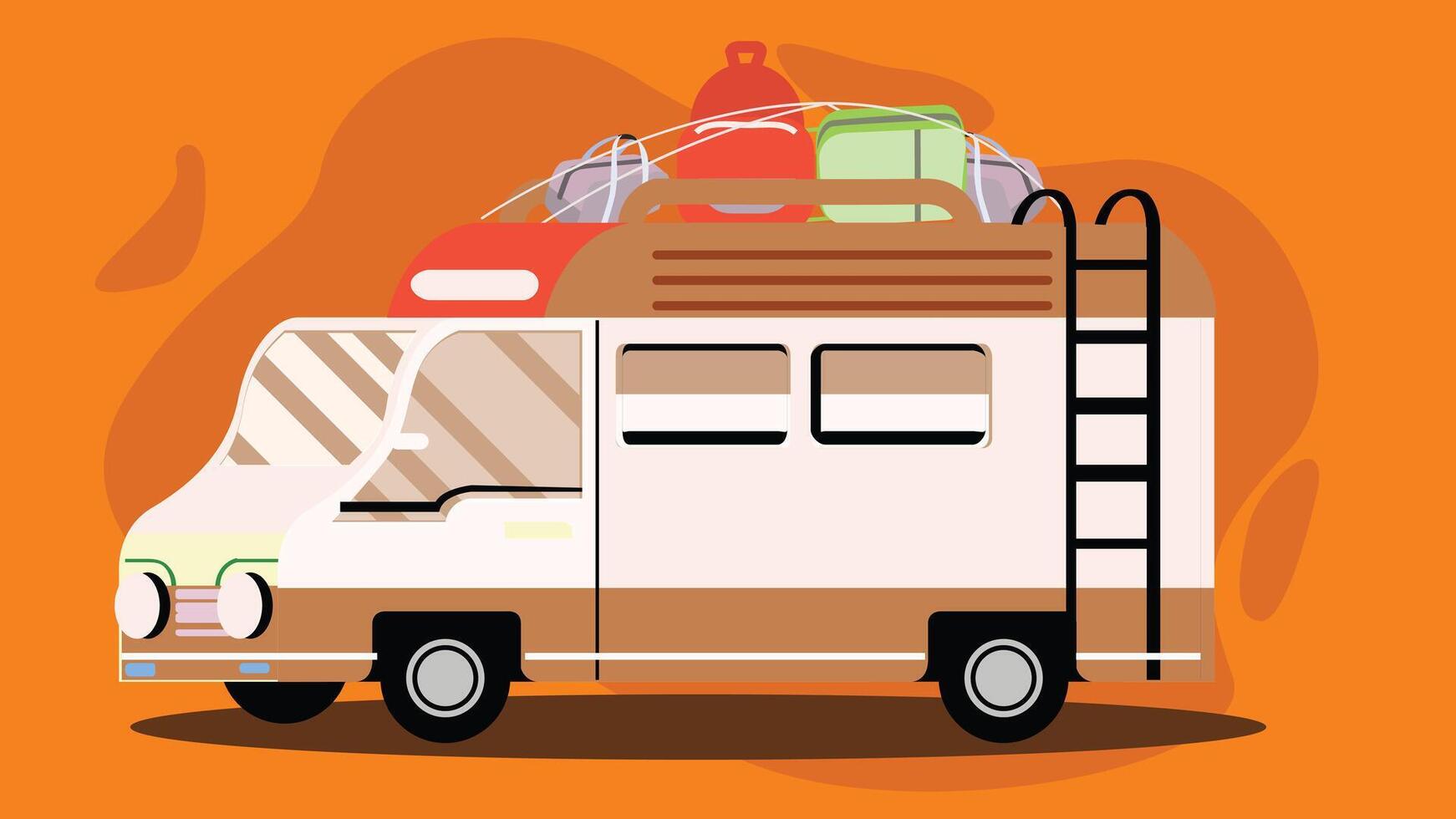 Camping in nature in a campsite illustration elements vector