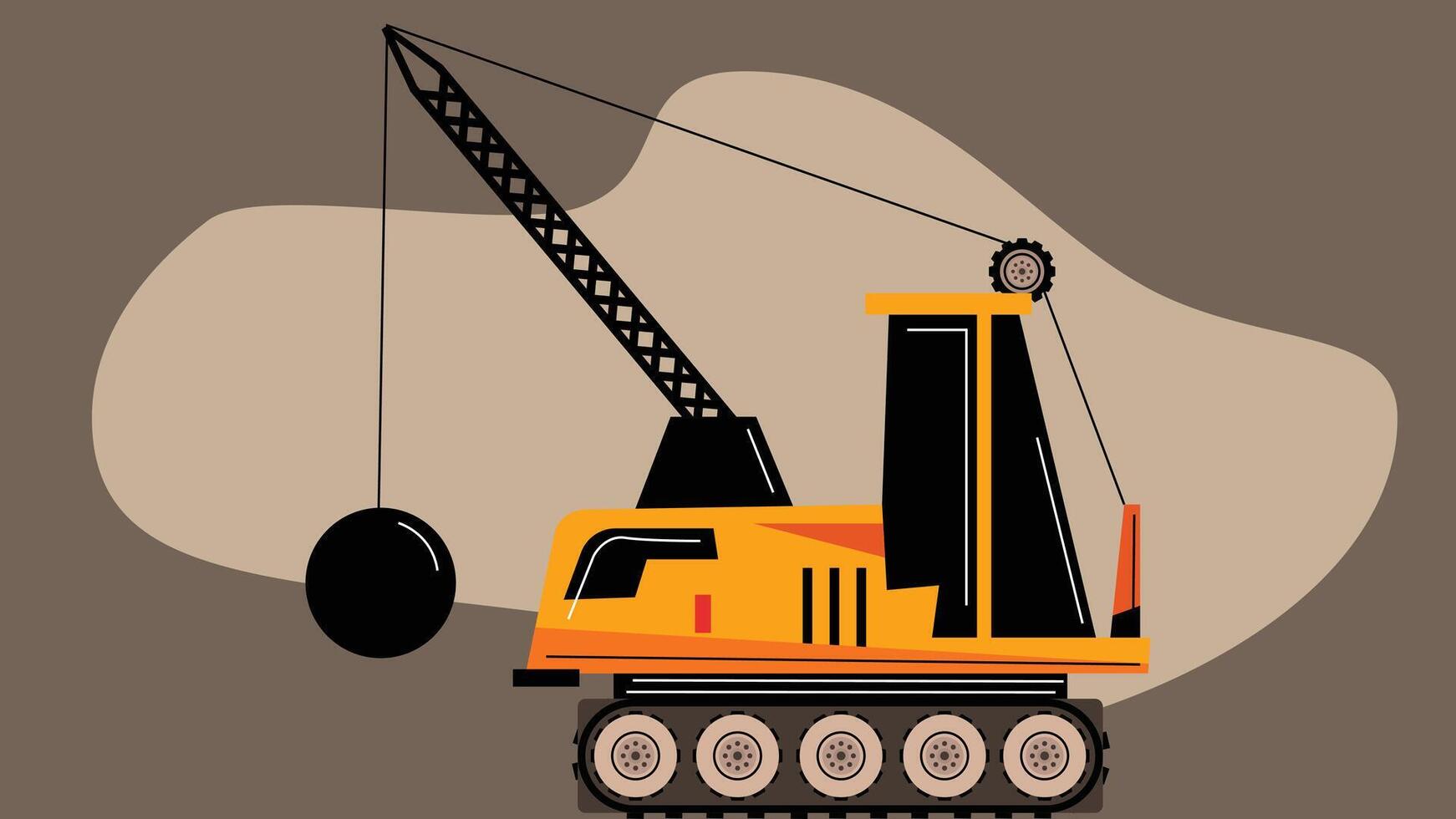 Construction site heavy machinery and trucks used in sites illustration vector
