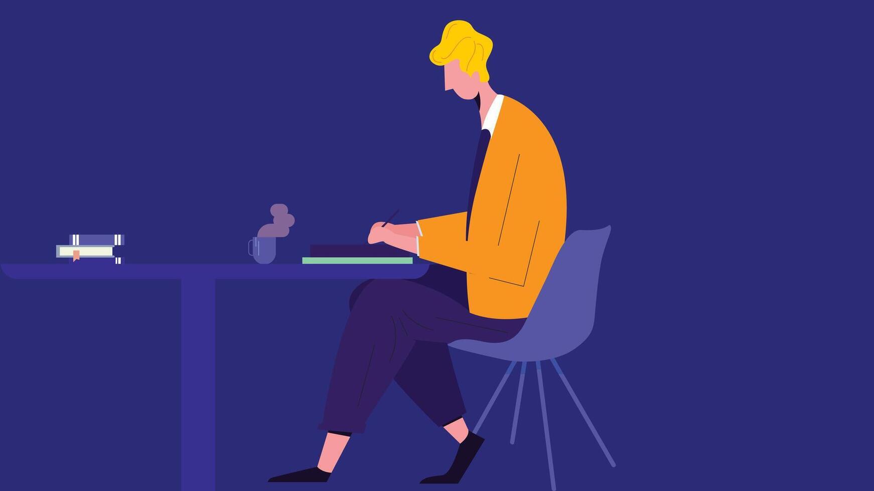 Employee and freelancer working on laptop for task delivery concept illustration vector