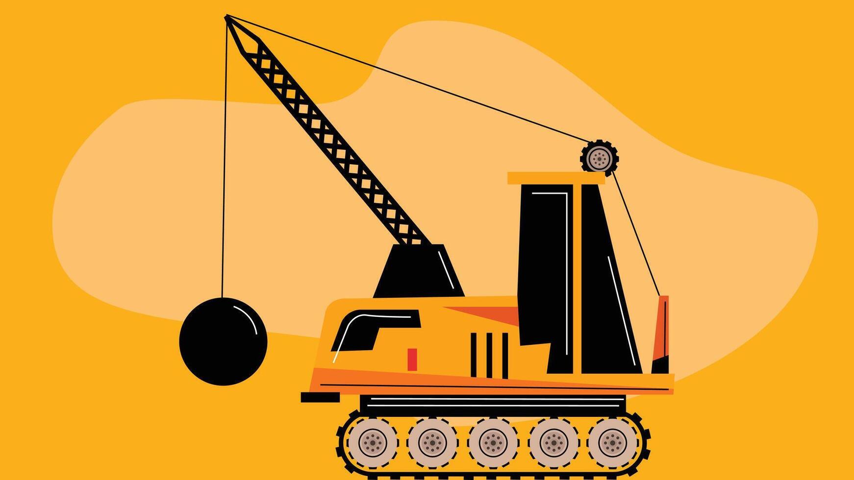 Construction site heavy machinery and trucks used in sites illustration vector