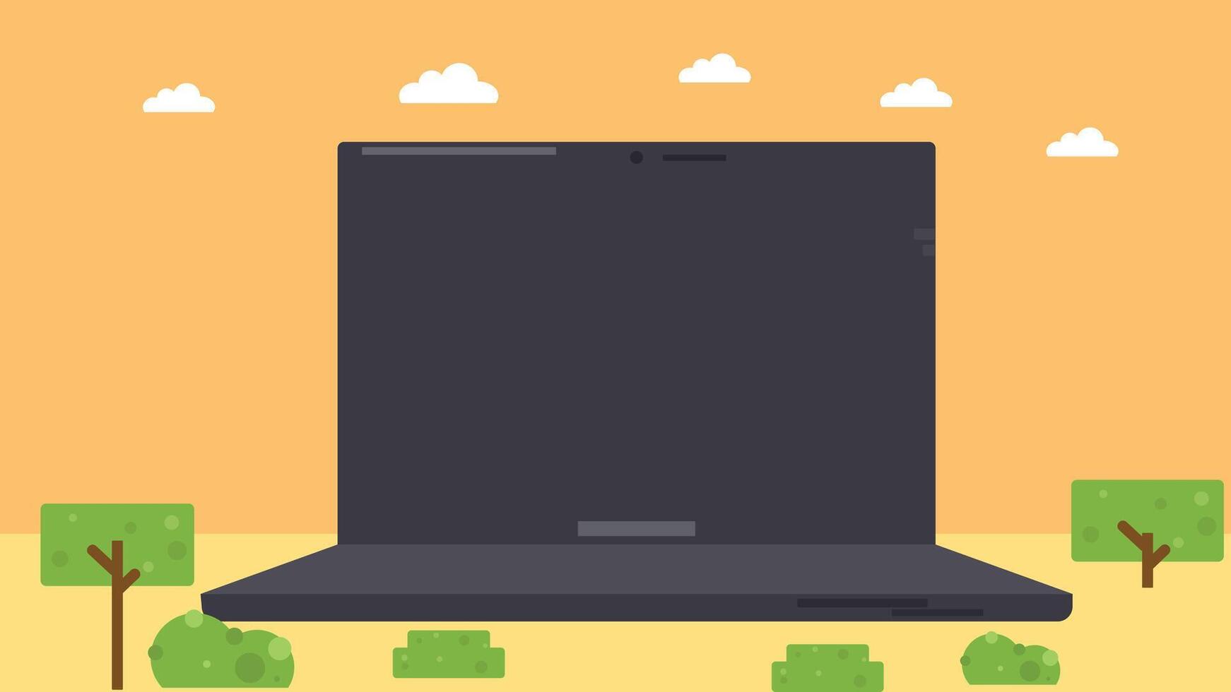 Laptop screen graphic mockup with a green background vector