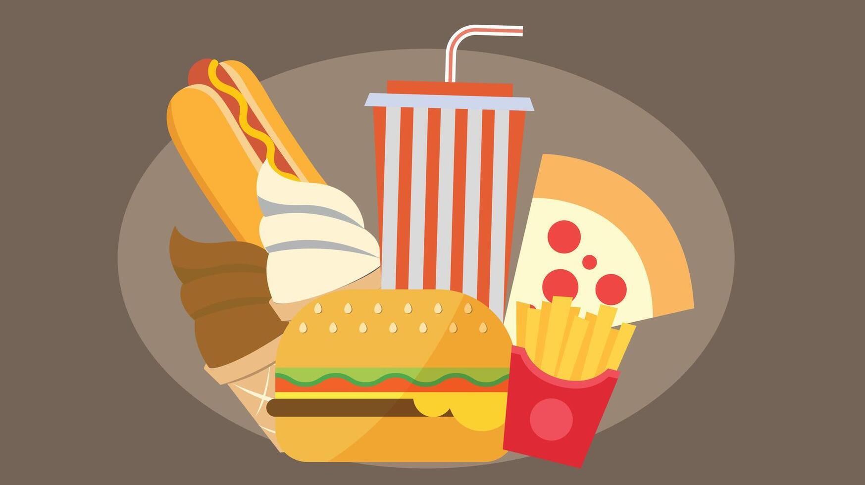 fast food elements gathered in a banner illustration vector