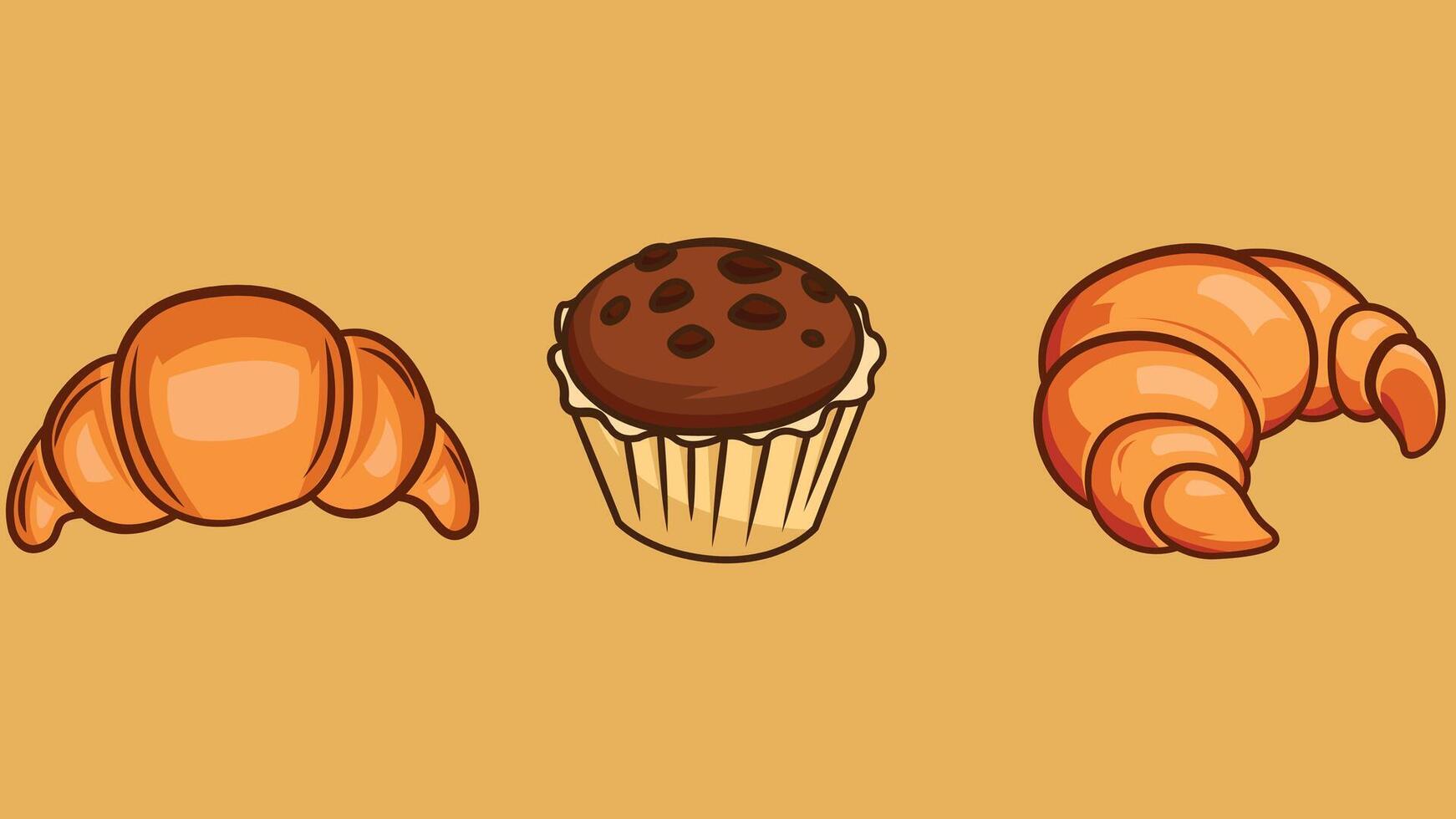 Bakery and pastries bread isolated icons vector