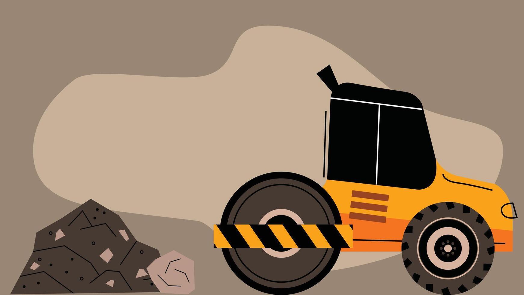 Construction site heavy machinery and trucks used in sites illustration vector