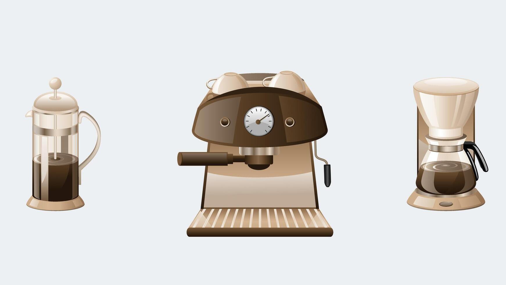 Coffee drinks, beans, and machines elements collection vector
