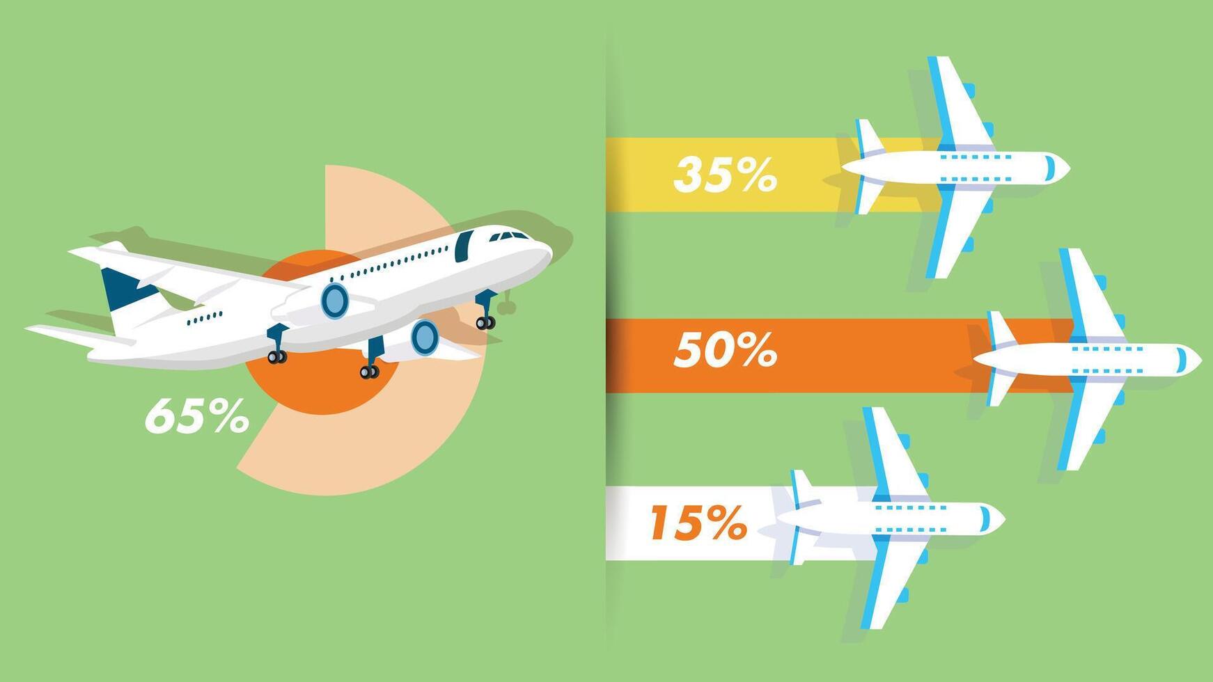 Flight information infographics for business presentation with plane graphics vector
