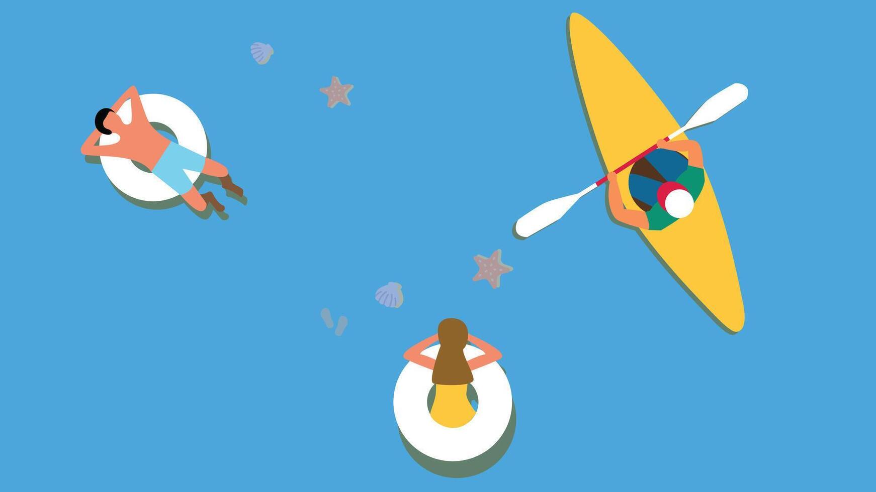 Summer vacation on the ocean and sandy beach illustration vector