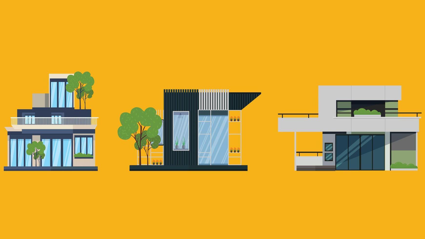 Exterior modern design houses and villas illustration vector
