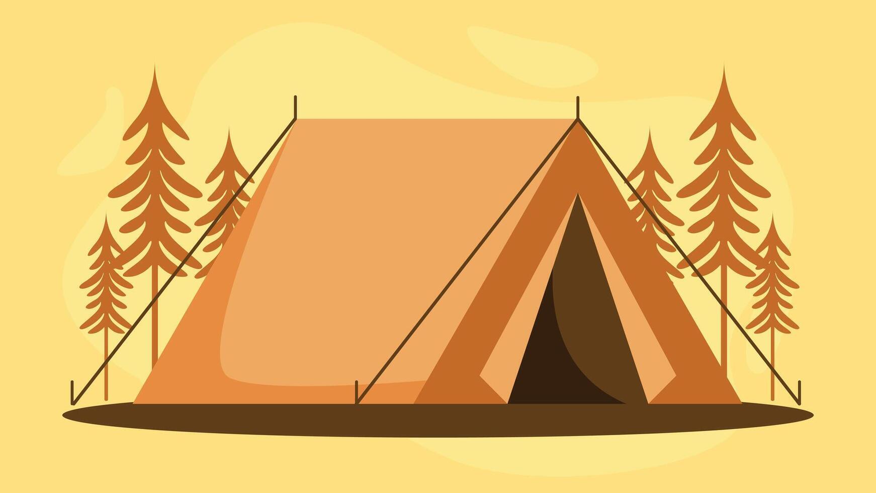 Camping in nature in a campsite illustration elements vector