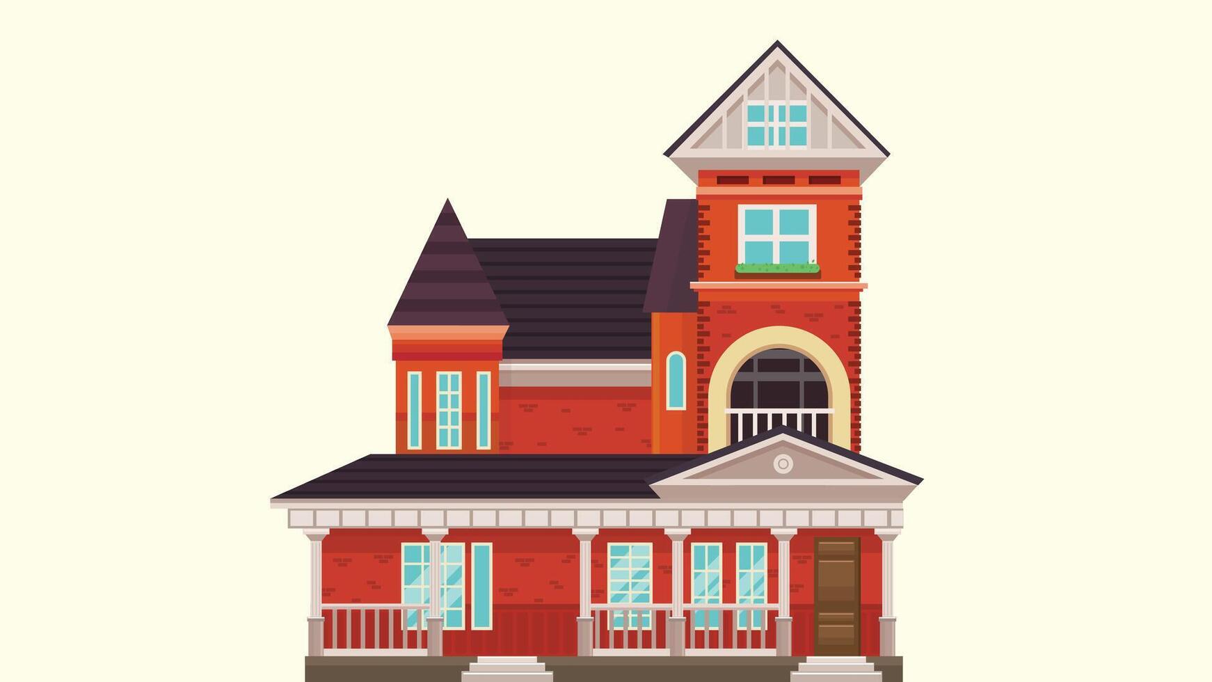 english style classic house exterior design vector