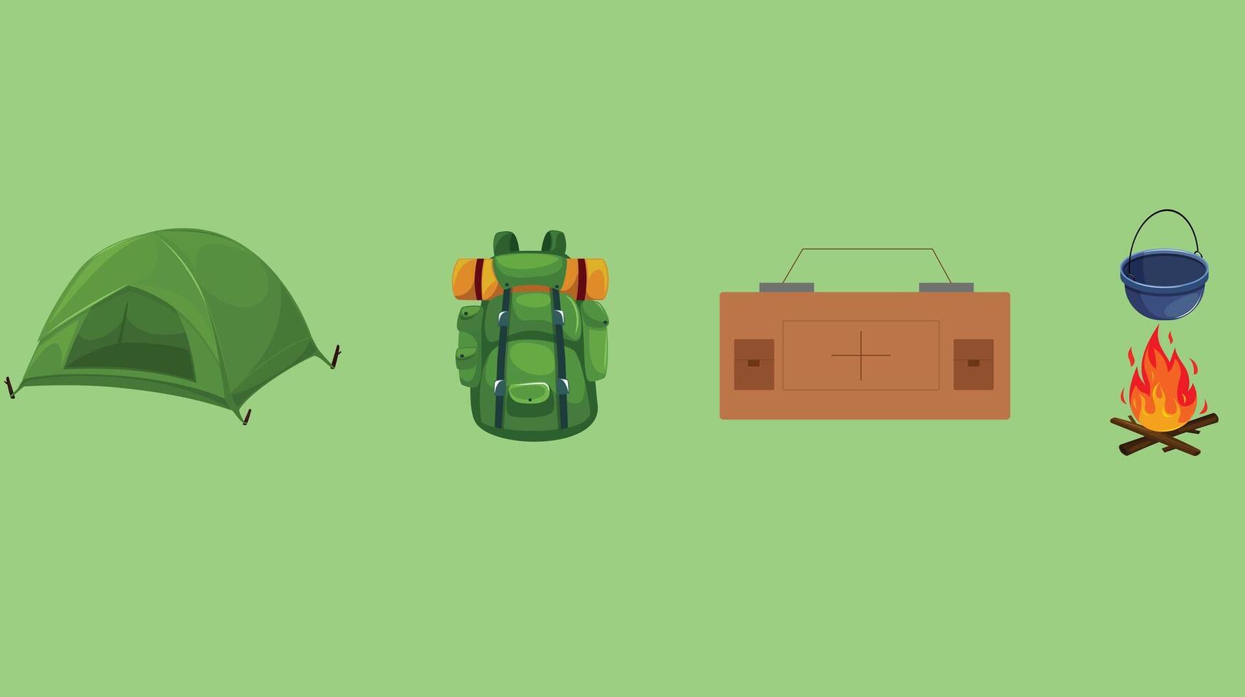 Camping in nature in a campsite illustration elements vector