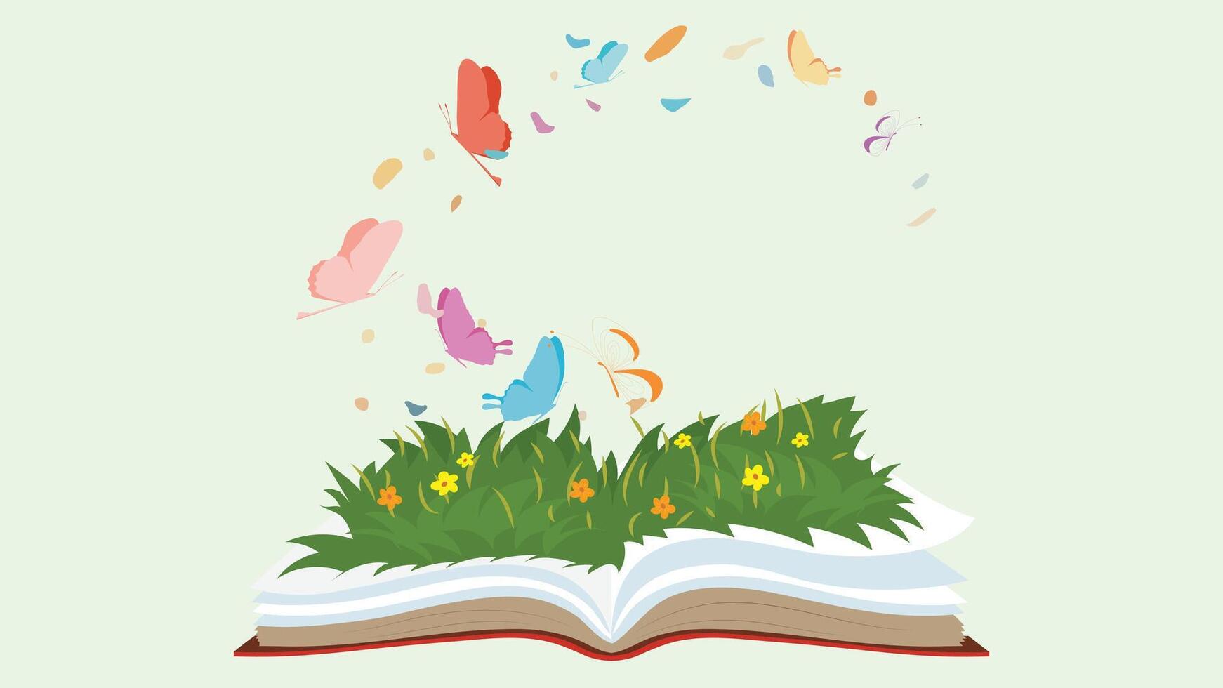 Reading Stories books with imagination and thinking illustration vector