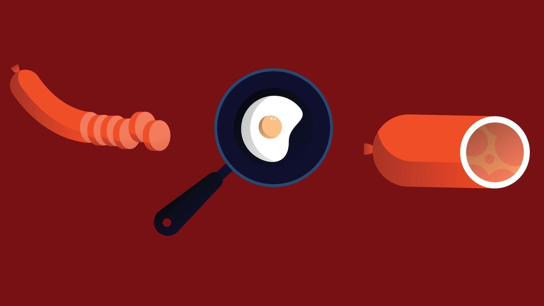 Breakfast sausage omelets and mortadella graphic elements vector