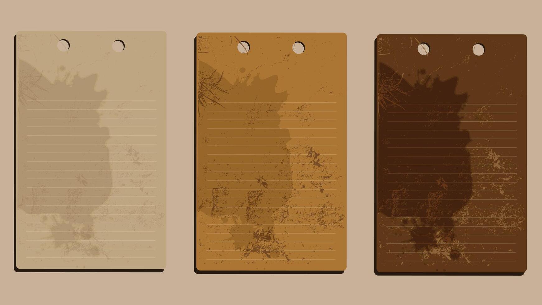 Old piece of paper with different vintage old color styles elements vector