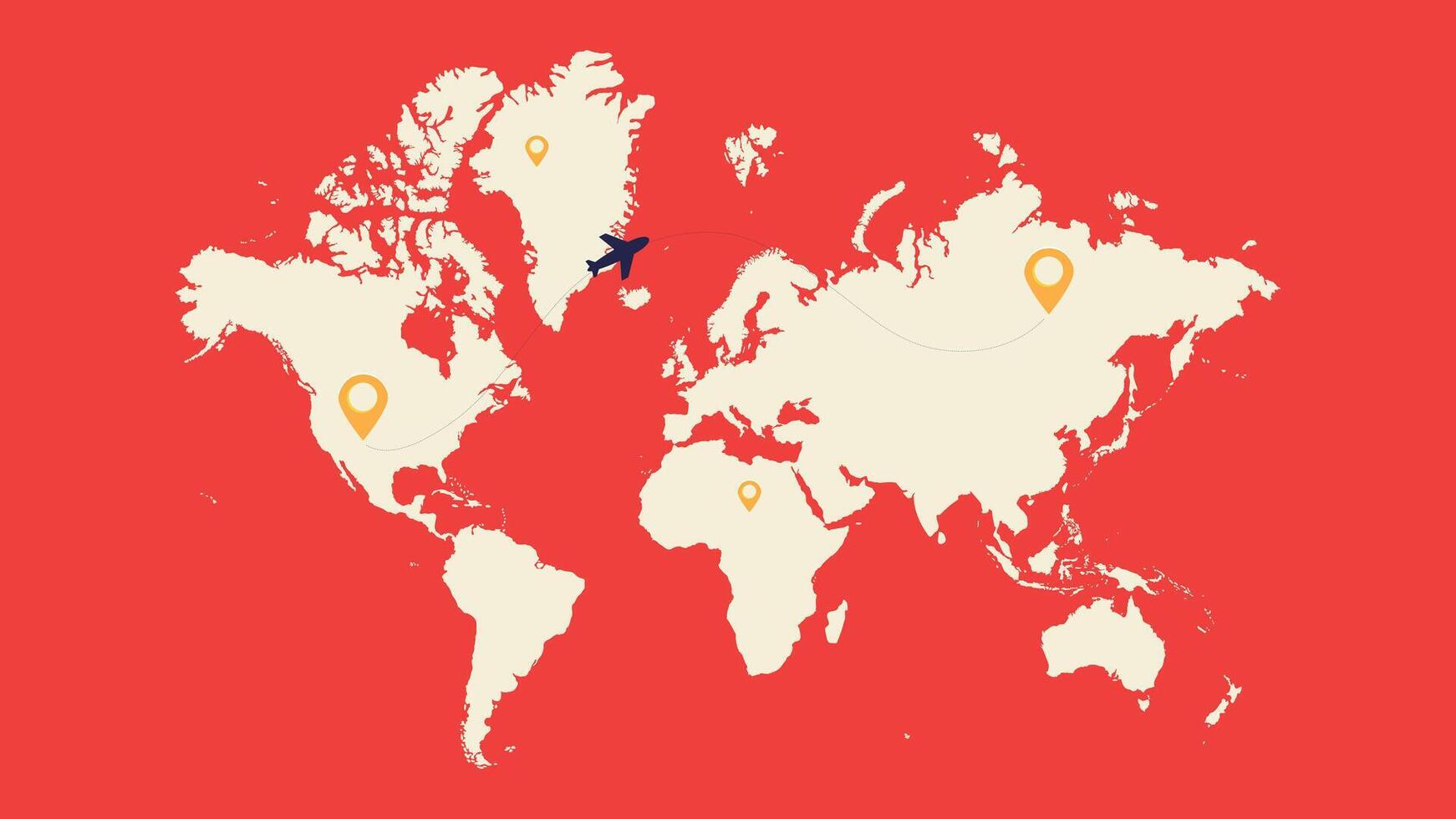 world map travel destinations to marks with a plane illustration vector