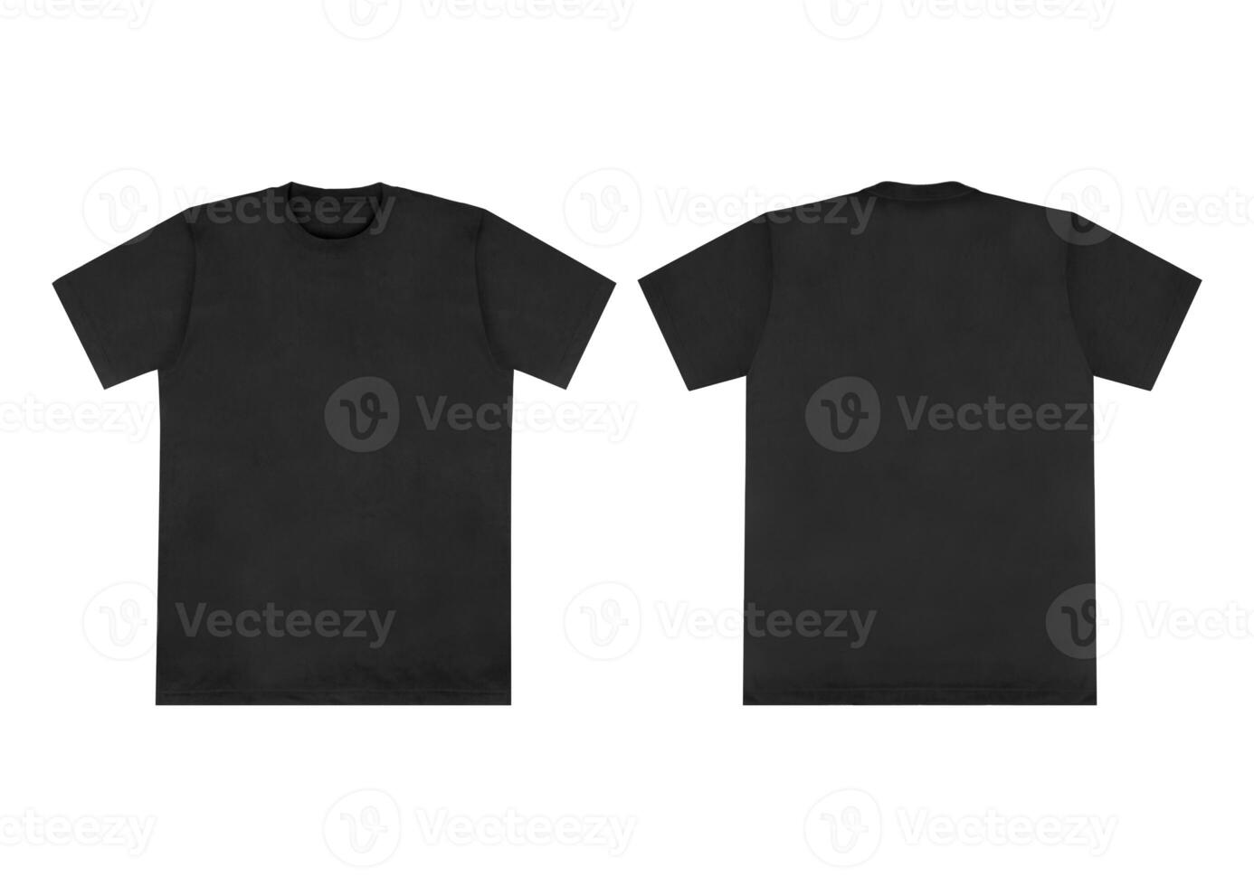 Blank t-shirt black template front and back view on white background. Short Sleeve mock-up photo