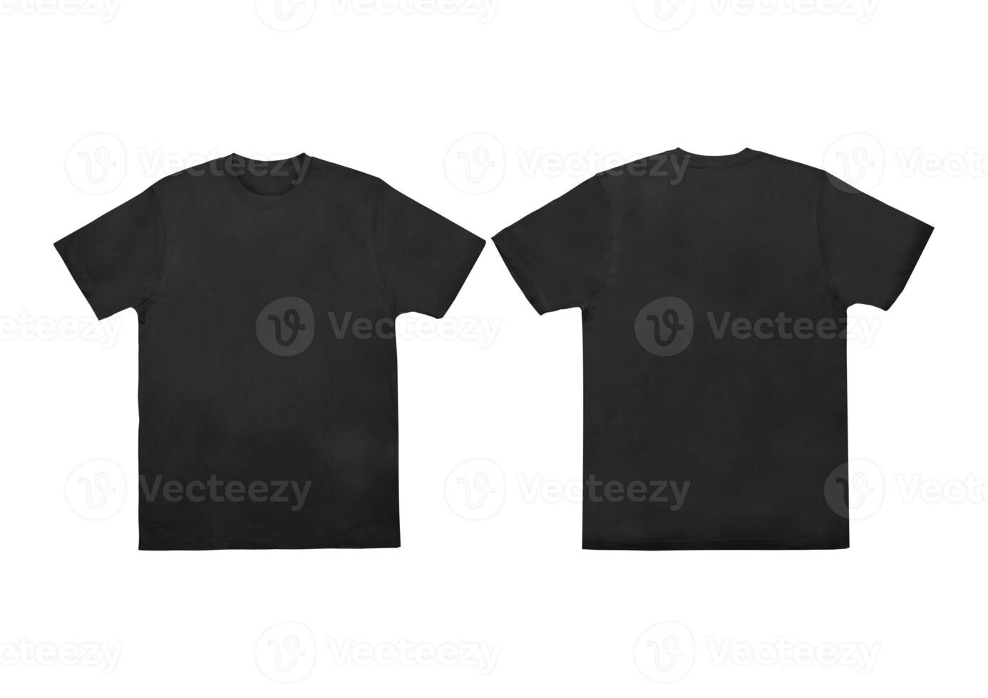 Blank t-shirt black template front and back view on white background. Short Sleeve mock-up photo