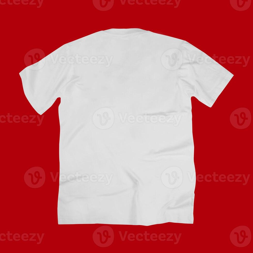 Blank t-shirt white template front and back view on white background. Short Sleeve mock-up photo