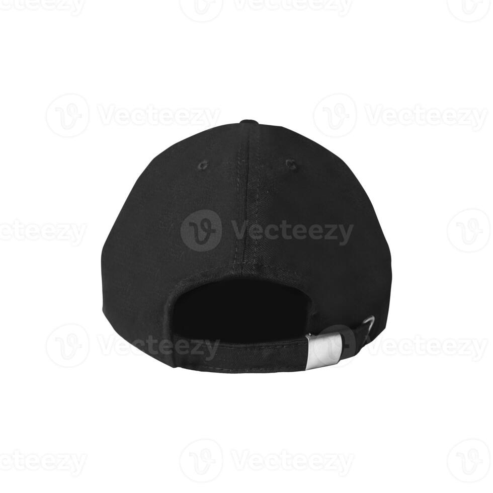 Black baseball caps mockup on a white background, front and back side photo