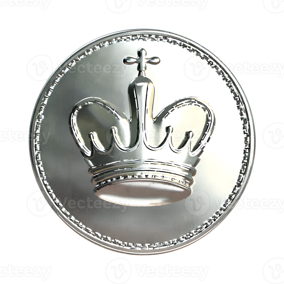 Silver Metalic Coin with highly detailed and textured png