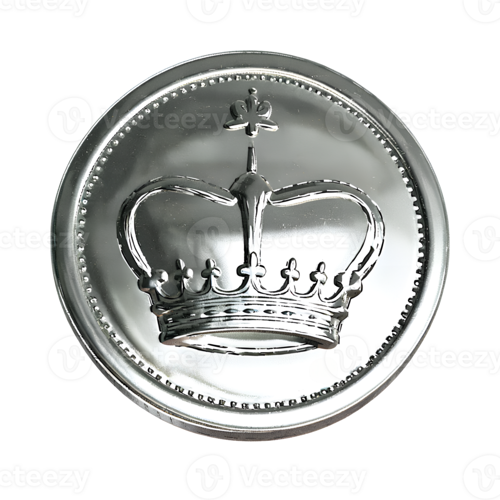 Silver Metalic Coin with highly detailed and textured png