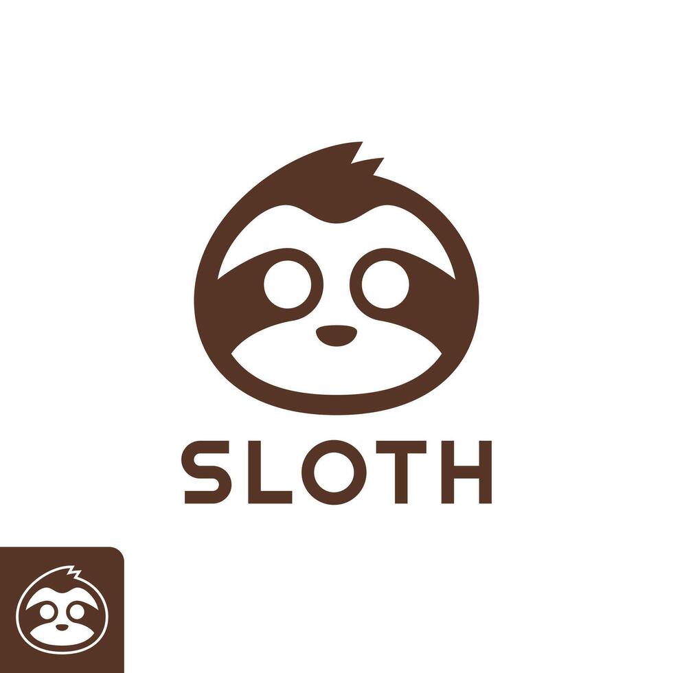 Simple Cool Sloth Head Logo Design vector