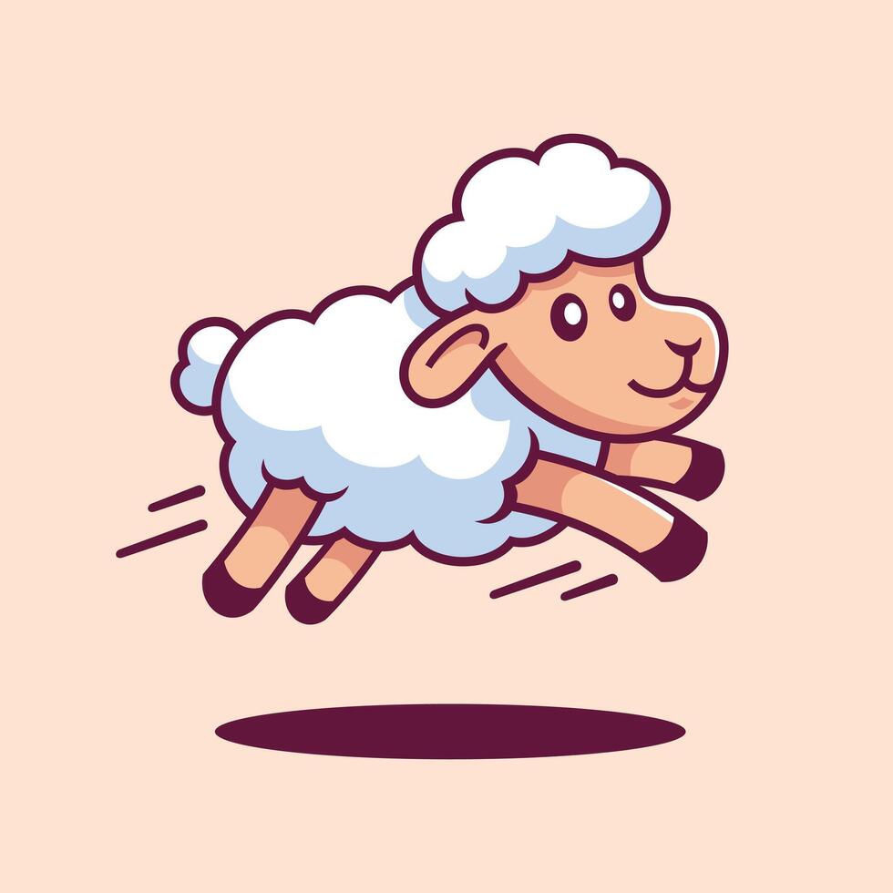 Fun Jumping Sheep Cartoon illustration vector