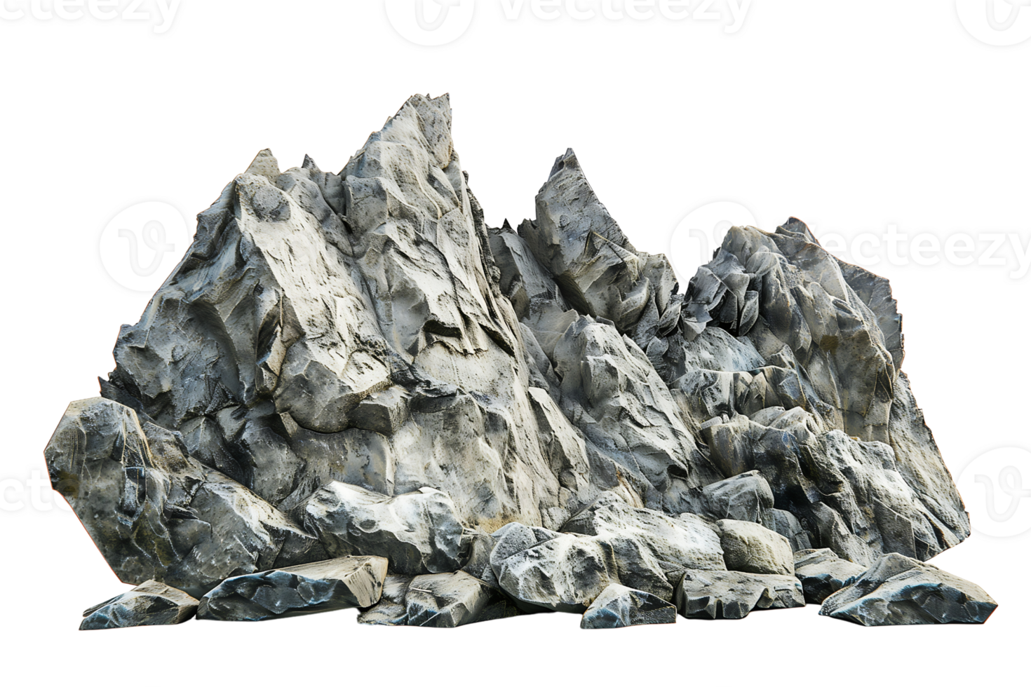 Rock formation with mountain peaks isolated on transparent background png
