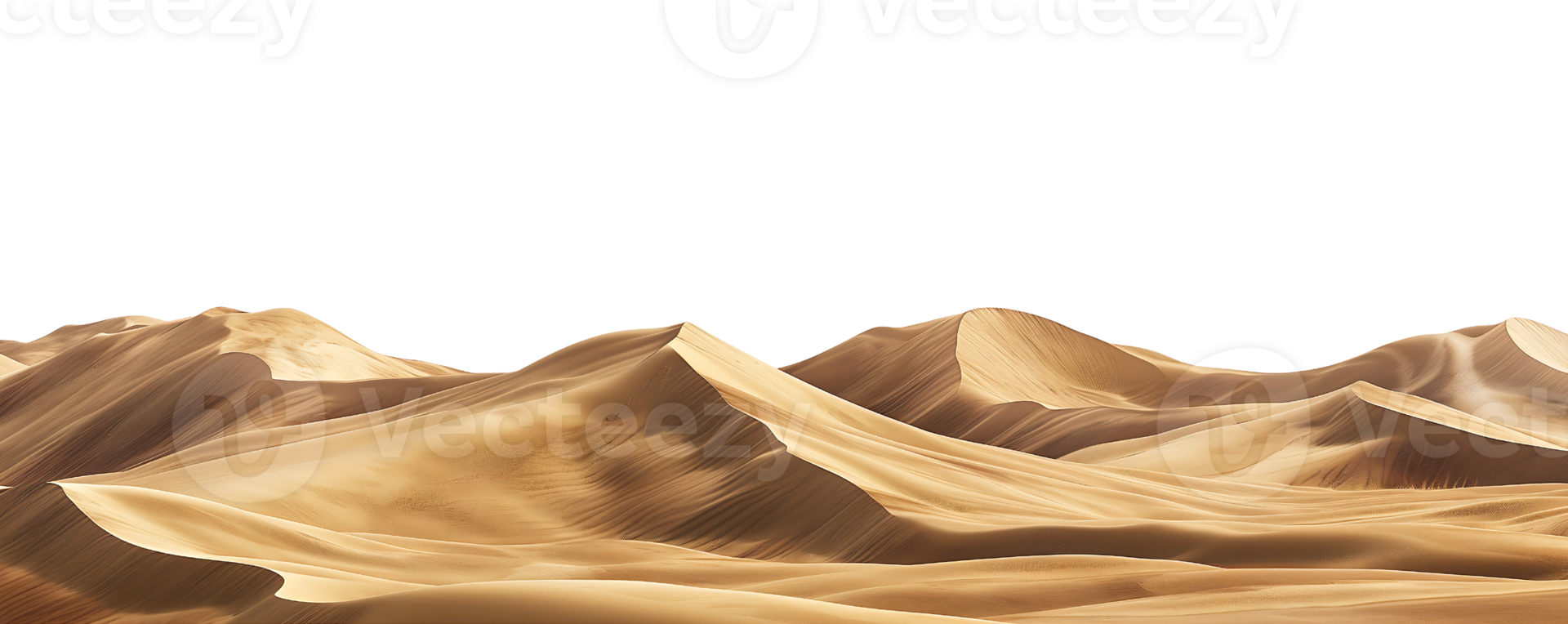 paranomic view of rolling sand dunes isolated on transparent background png