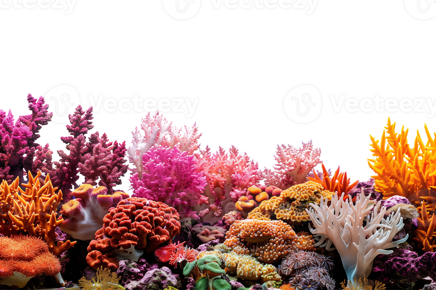 colorful coral reef on a transparent background png