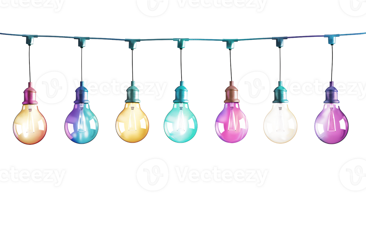 colorful string light hanging on a transparent background png