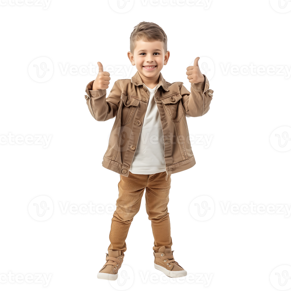 little man stand confidently gives a thumbs-up, symbolizing success isolated on a transparent background png