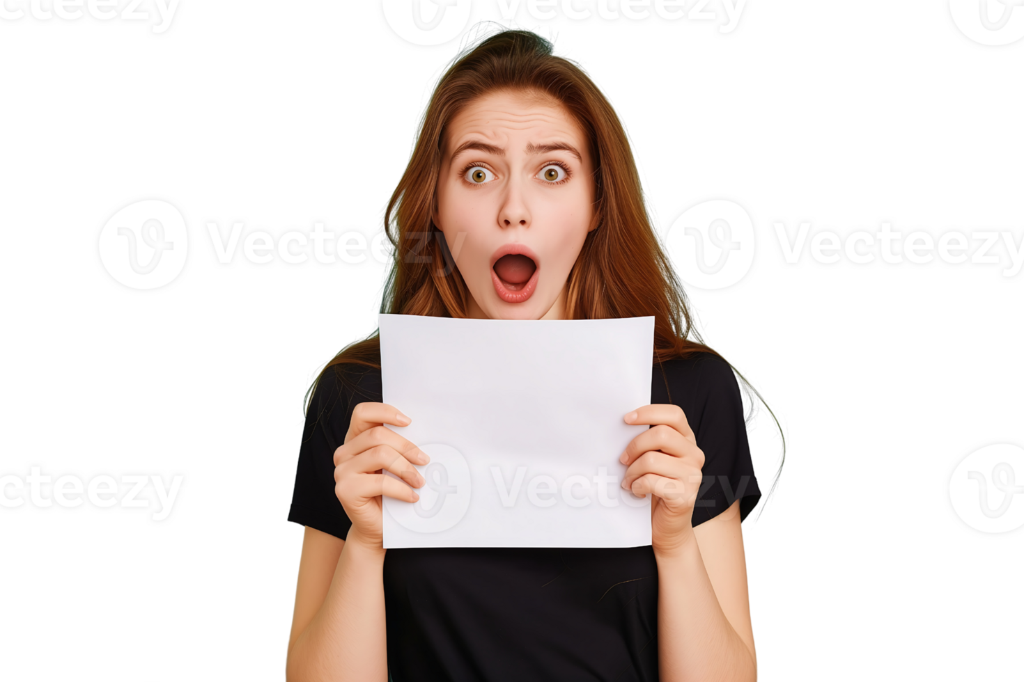 female student was startled by the blank white letter she had just read on a transparent background png