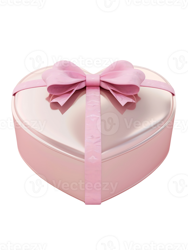 pink valentines gift box with heart shaped isolated on transparent background png