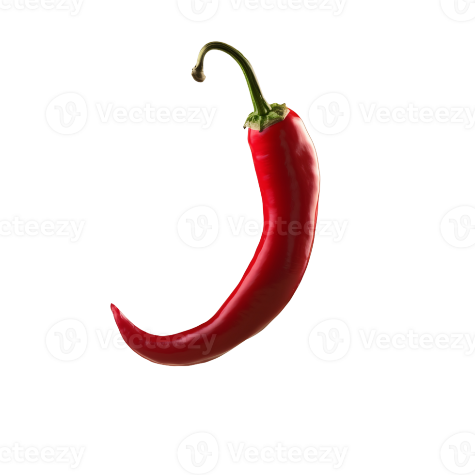 flying red chili on a transparent background png