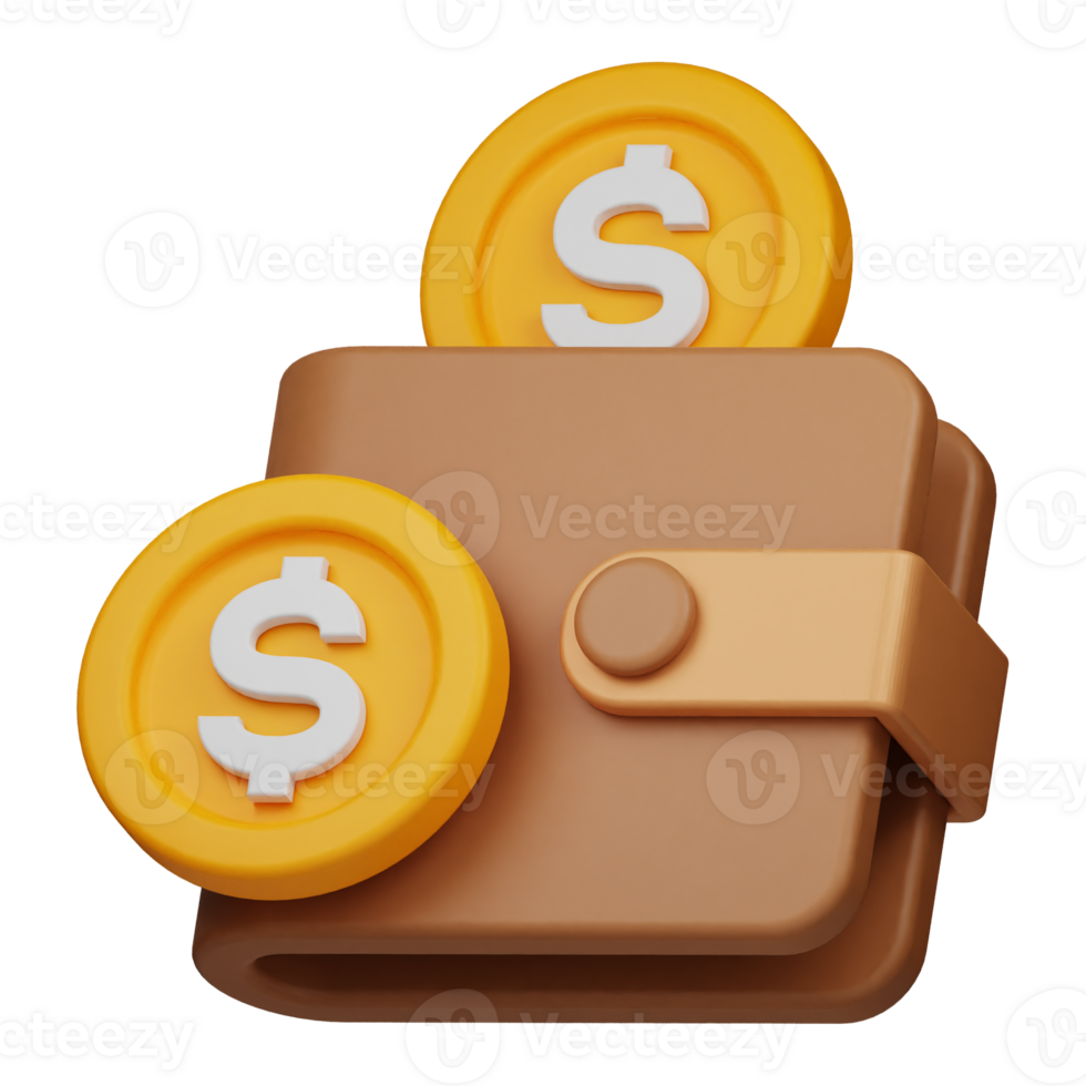 Wallet and Coin 3D Icon png