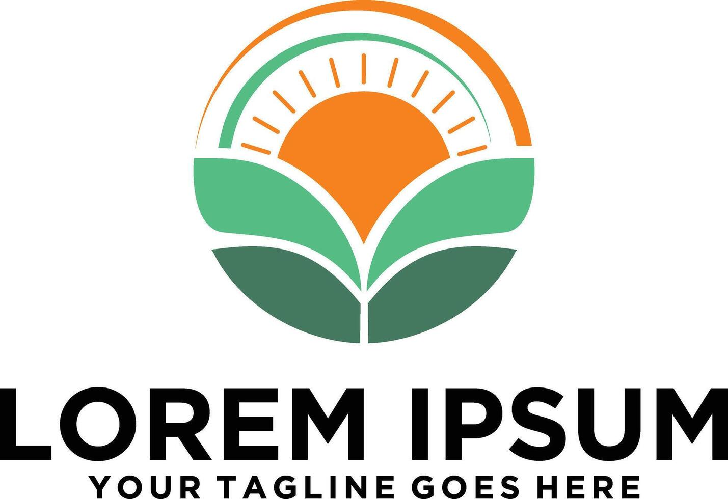 Sun and Leaf logo idea vector