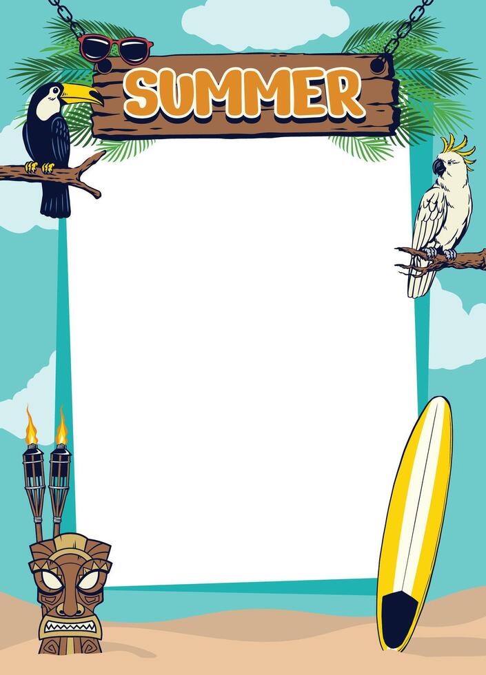 Tropical Summer Frame Design Template Vacation Holiday Theme vector