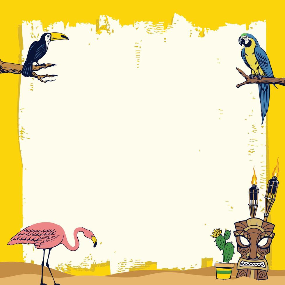 Summer Frame Design with Tropical Bird vector