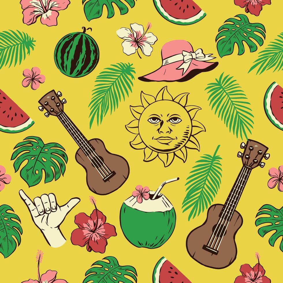 Seamless Pattern of Summer Object Illustration vector
