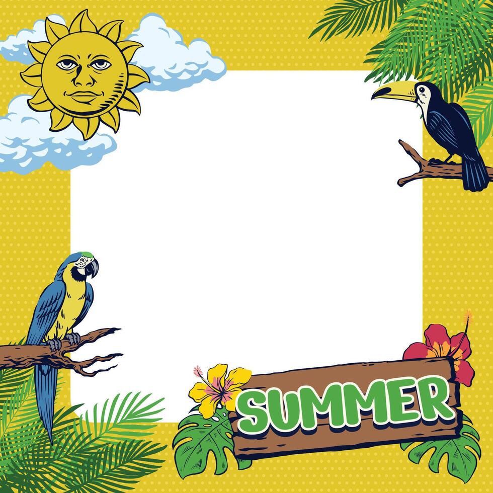 Tropical Summer Frame Design Concept Template vector