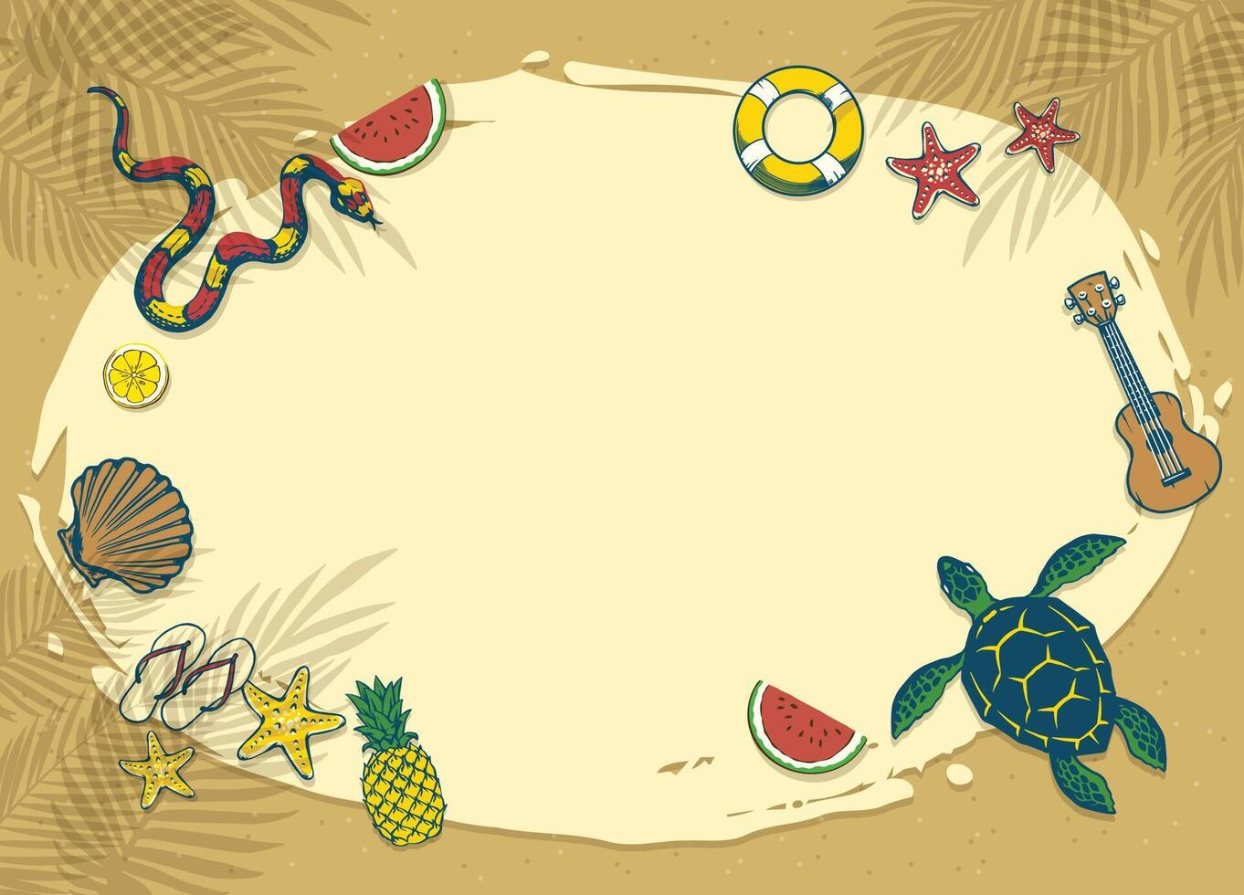 Beach Frame Background Design Concept with Blank Space for Text vector