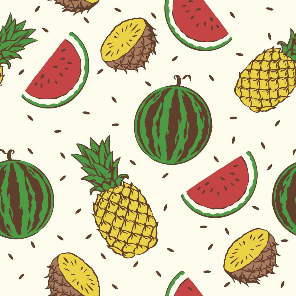 Fresh Summer fruit Seamless Pattern Illustration vector