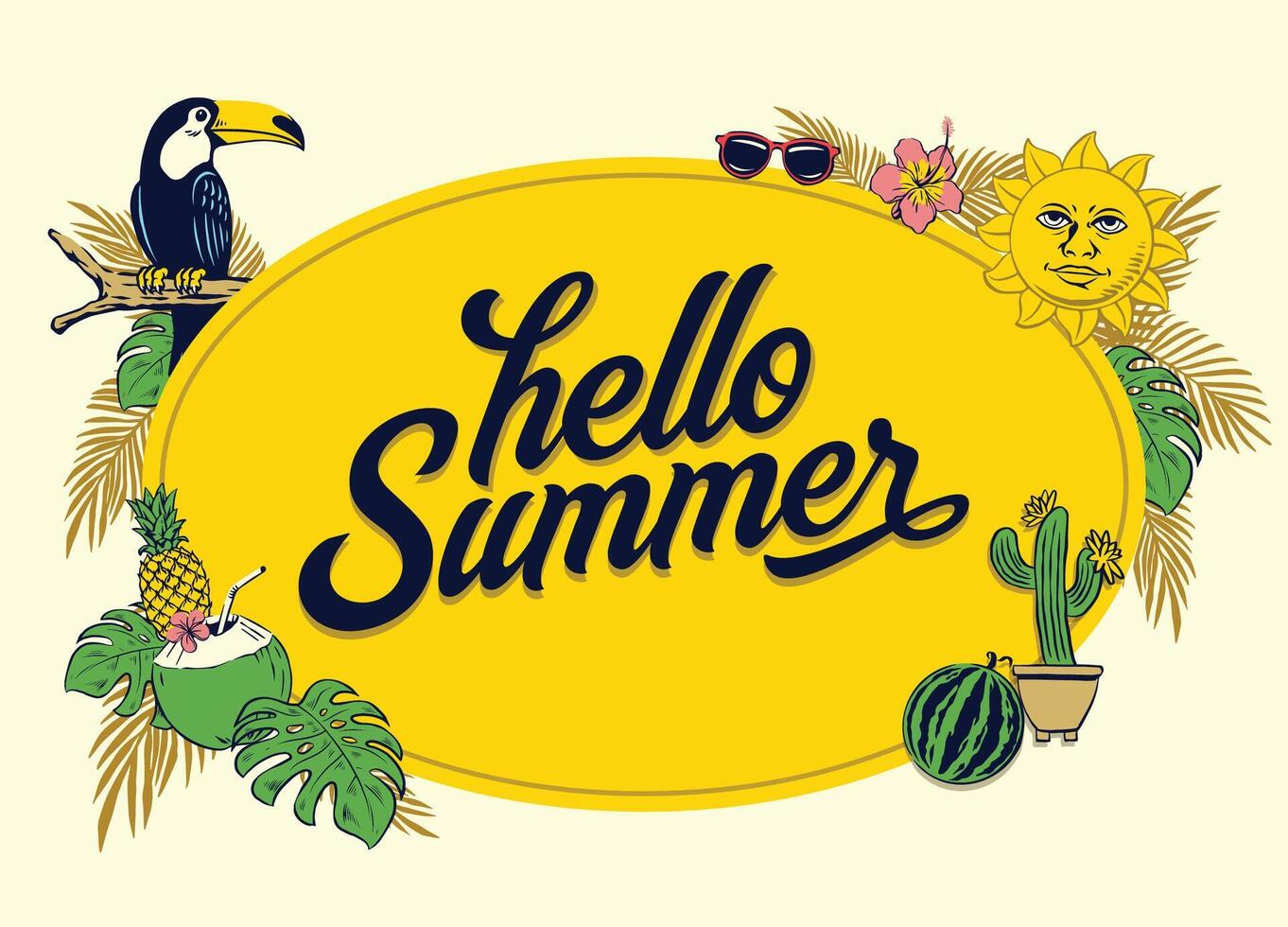 Hello Summer Design Frame Background Concept vector