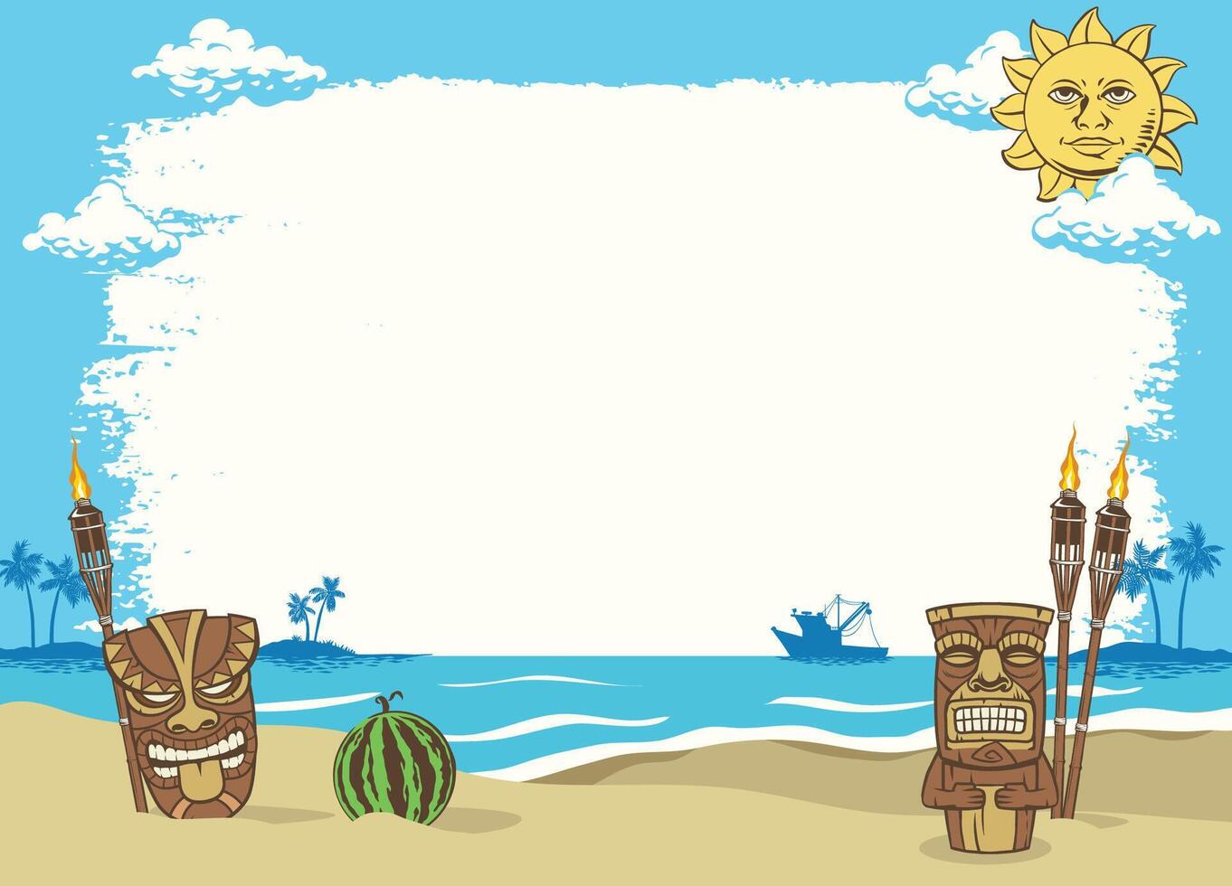 Summer Beach Background Concept Design with White Space for Text vector
