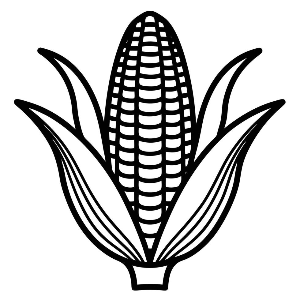 autumn and fall theme, line illustration of corn vector
